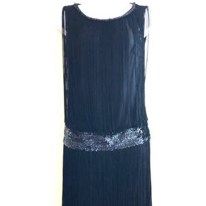 Deby Debo fringes black shift dress S